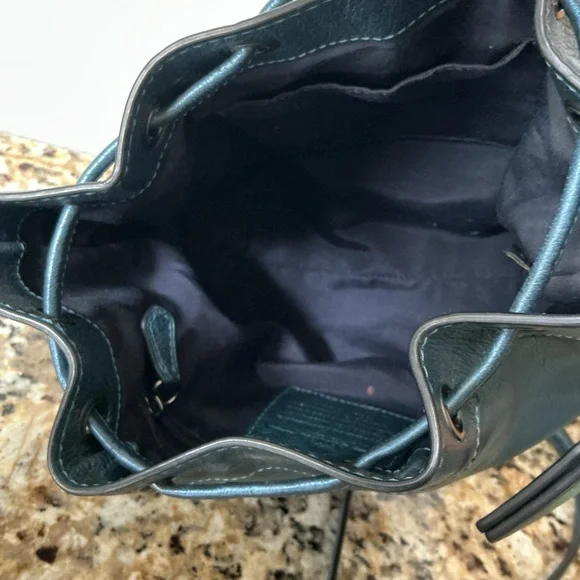 Coach Metallic Blue Leather Small Bucket Crossbody Bag - Picture 9 of 9